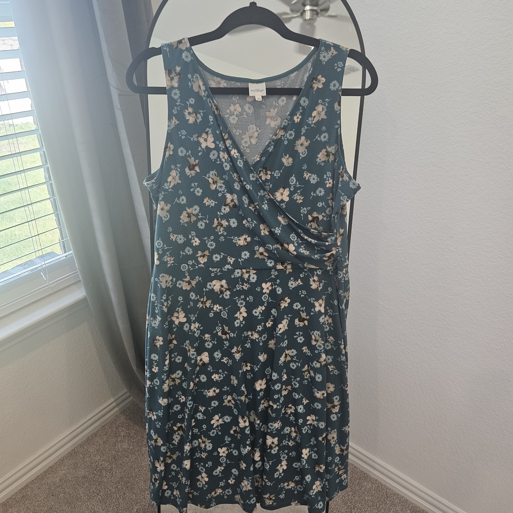 Kaileigh Teal Floral Midi Dress